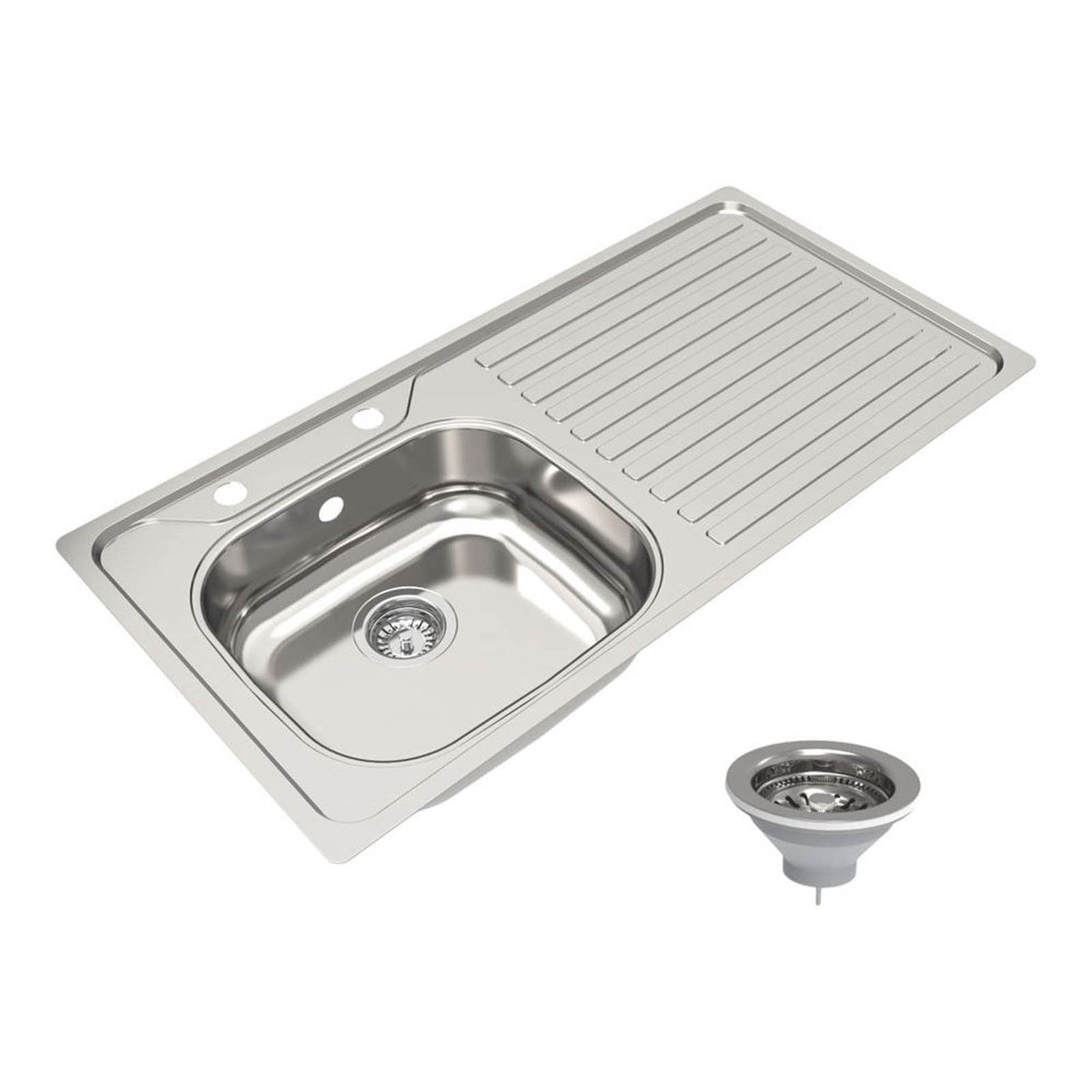 Utility 1 Bowl RH Polished Stainless Steel Sink 1000mm x 500mm - Image 5