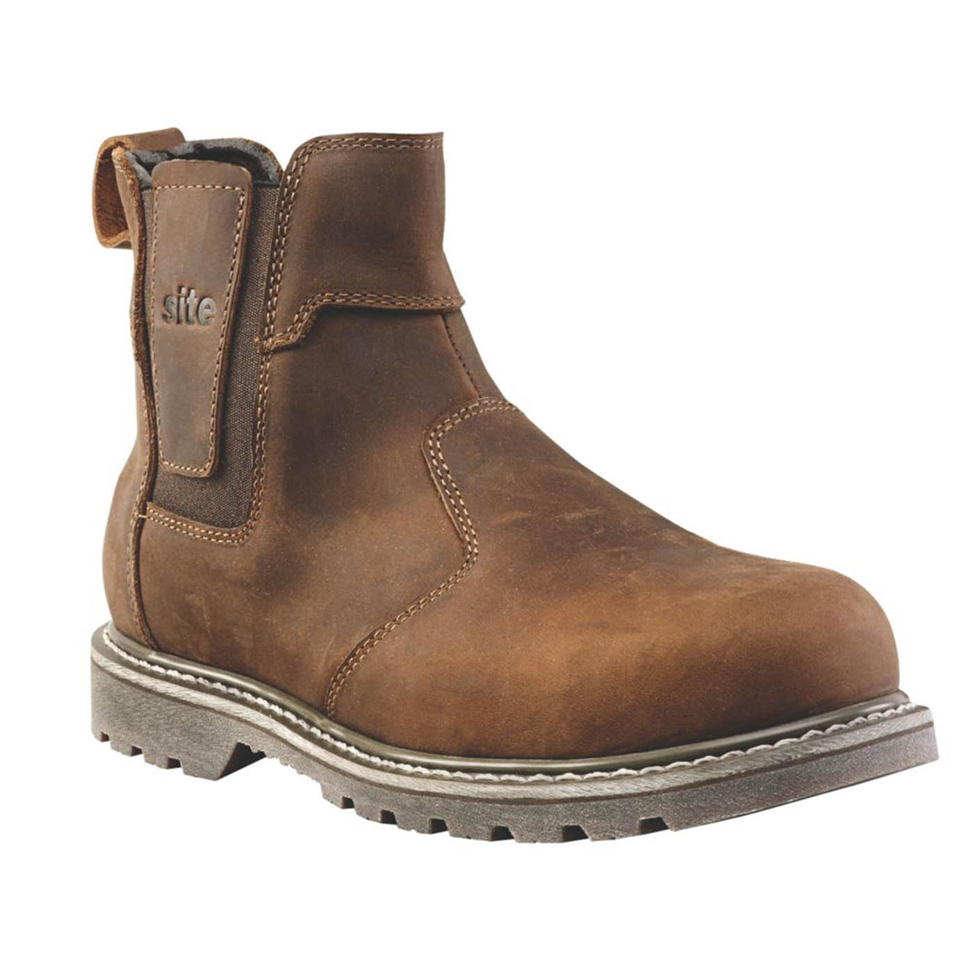Site Safety Dealer Boots Mens Wide Fit Brown Leather Work Shoes Steel Toe Size 7 - Image 1