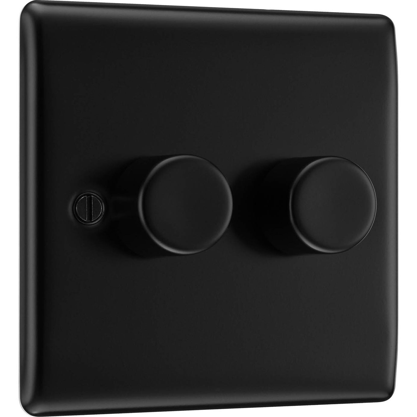 BG Double Dimmer Switch 2-Way Push On/Off Nexus Metal Matt Black Trailing Edge - Image 1