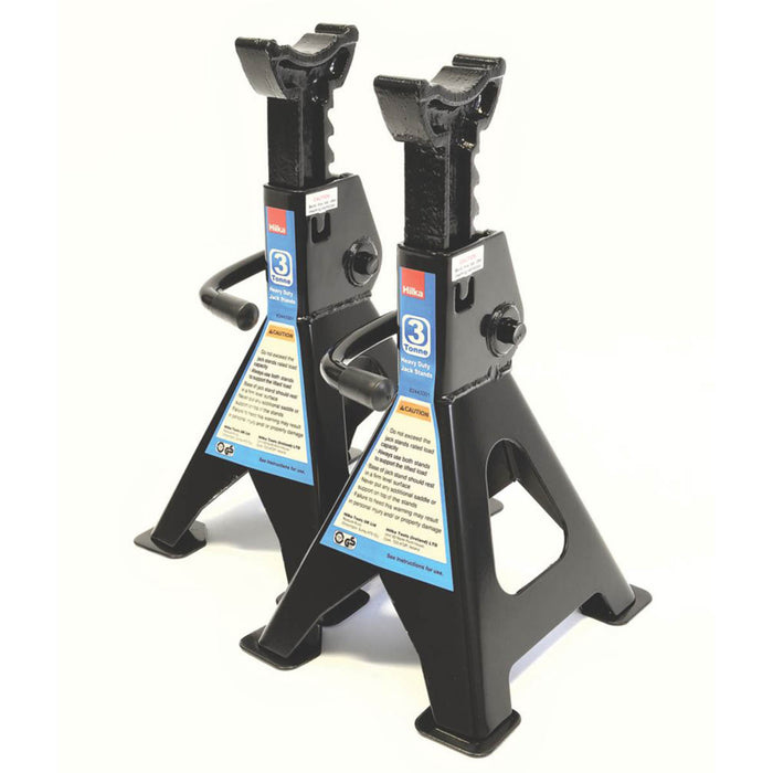 Hilka Pro-Craft Axle Stands Self Locking Ratchet 3 Tonne Black Steel Heavy Duty - Image 2