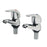 Basin Taps Pair Bathroom Chrome Contemporary Design Deck Mounted hot And Cold - Image 1