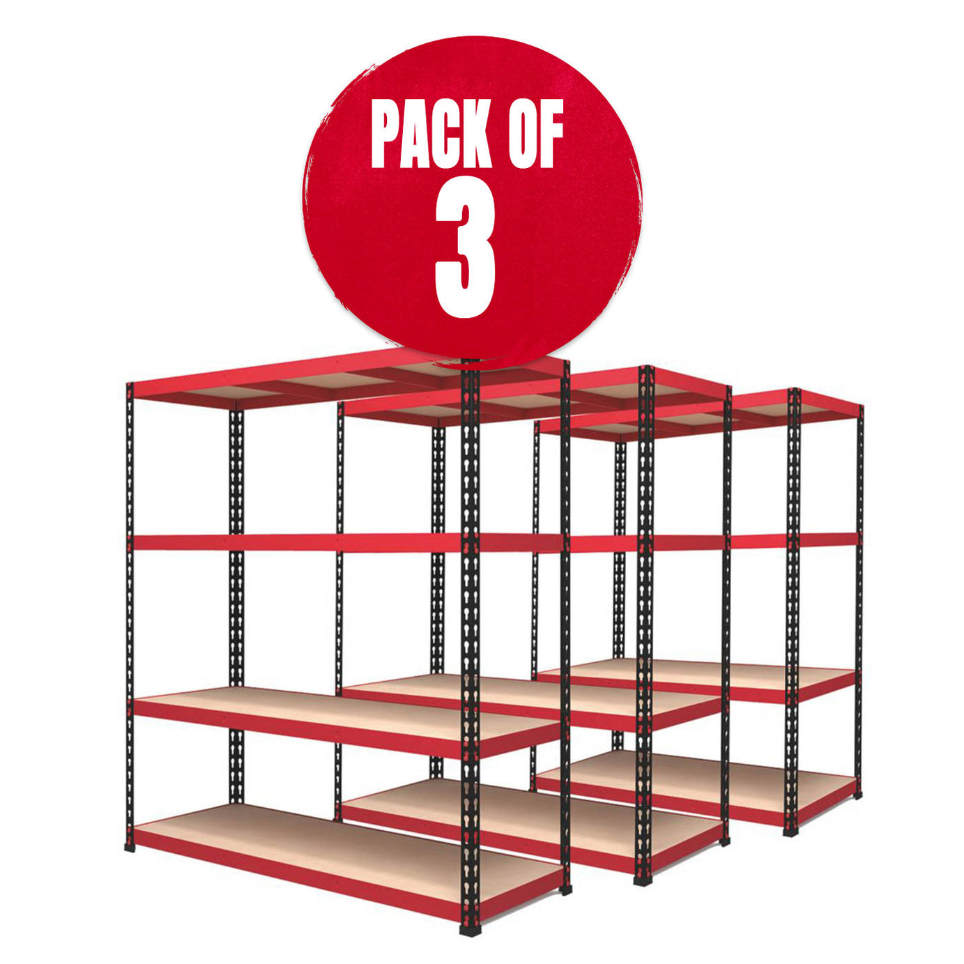 RB Boss Garage Shelving Units 4-Tier Steel Boltless 1525 x 610 x 1980mm 3 Pack - Image 1