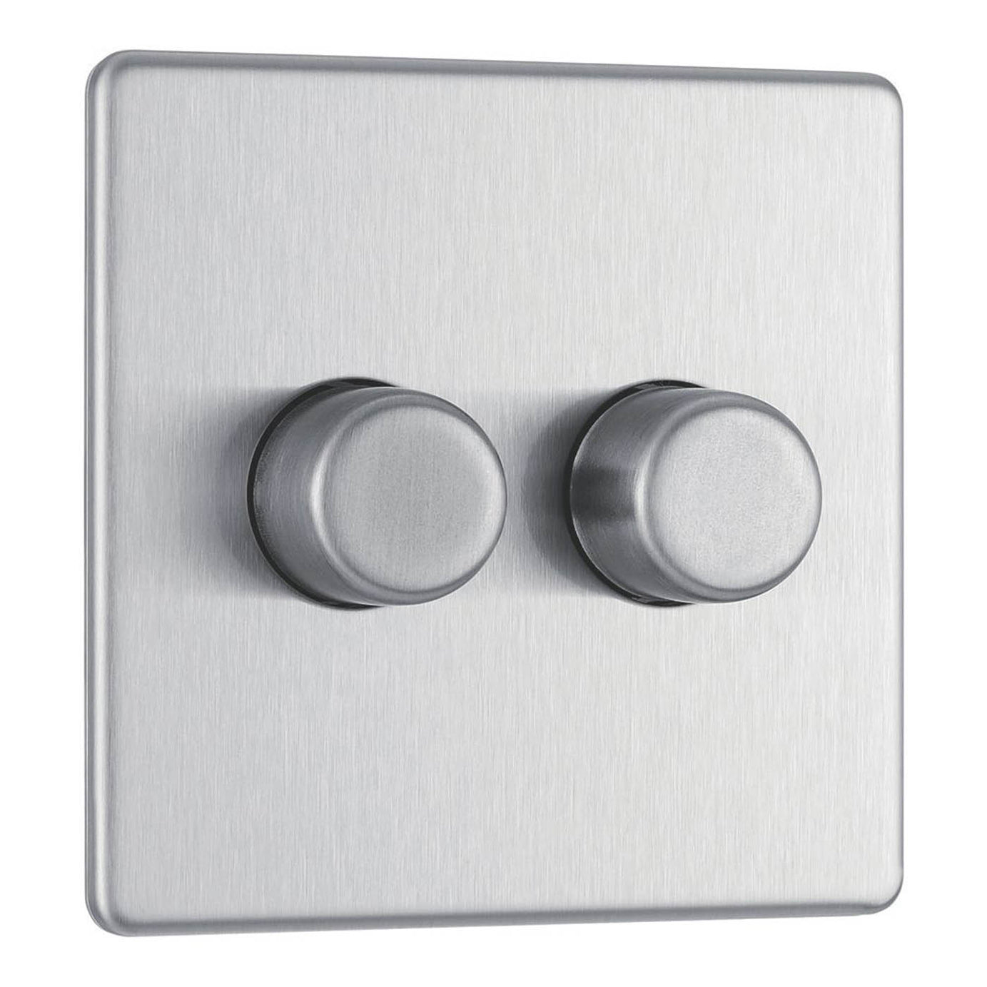 LAP LED Dimmer Light Switch 2-Gang 2-Way Brushed Steel Rotary Screwless - Image 1