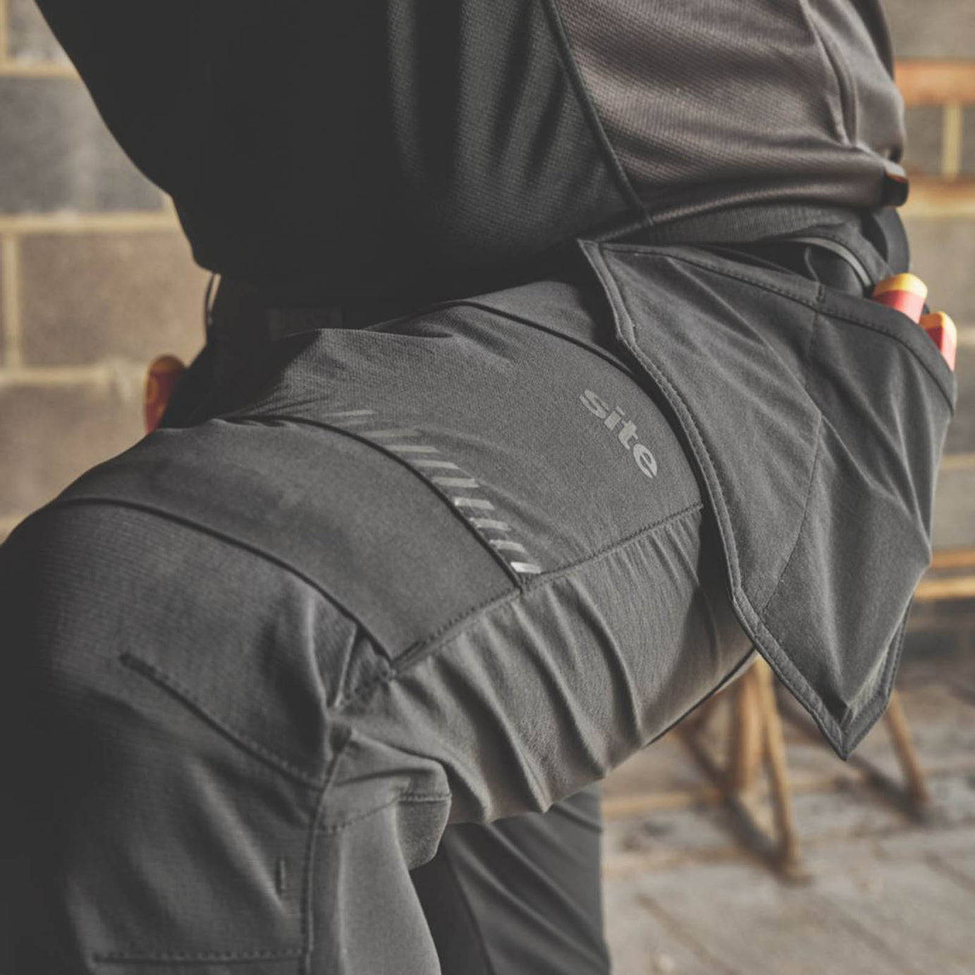 Site Varnik Stretch Work Trousers Black 38" W 32" L - Image 6