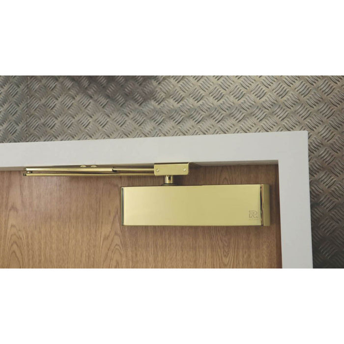 Overhead Door Closer Fire Rated Polished Brass Adjustable Universal Fitting - Image 4