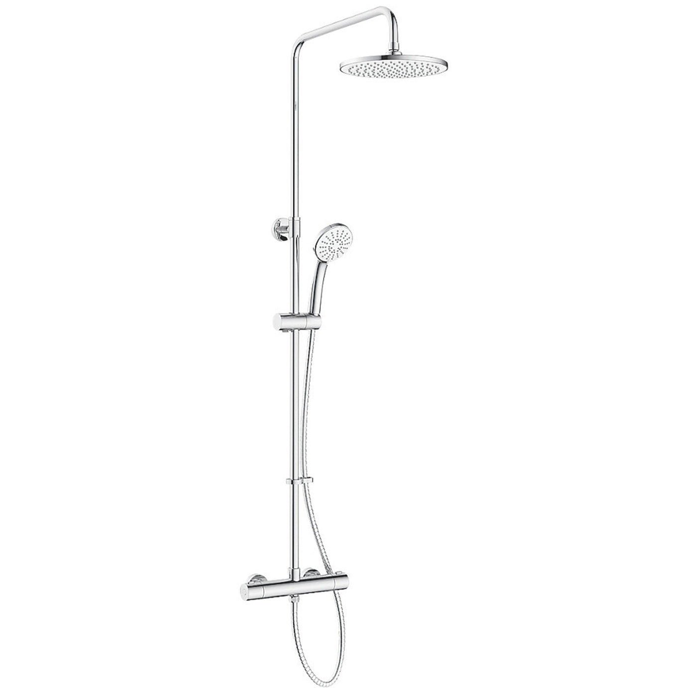 Thermostatic Mixer Shower Exposed Chrome 3 Spray Pattern Round Twin Head - Image 2