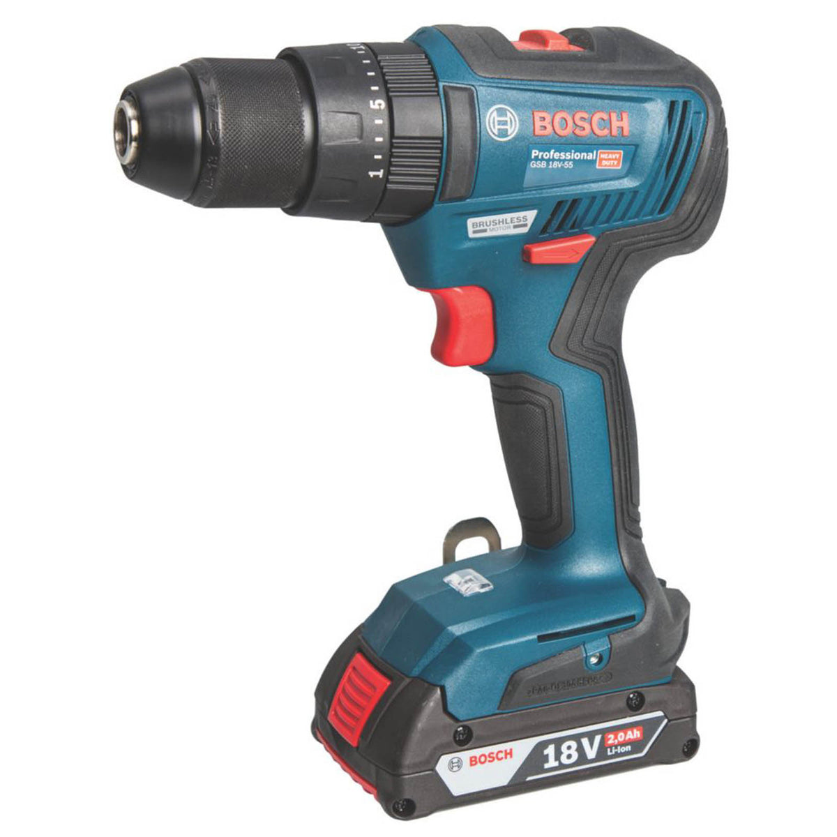 Bosch Combi Drill Impact Driver/Wrench Kit Cordless 18V 2x2.0Ah Li-Ion GSB18V-55 - Image 2