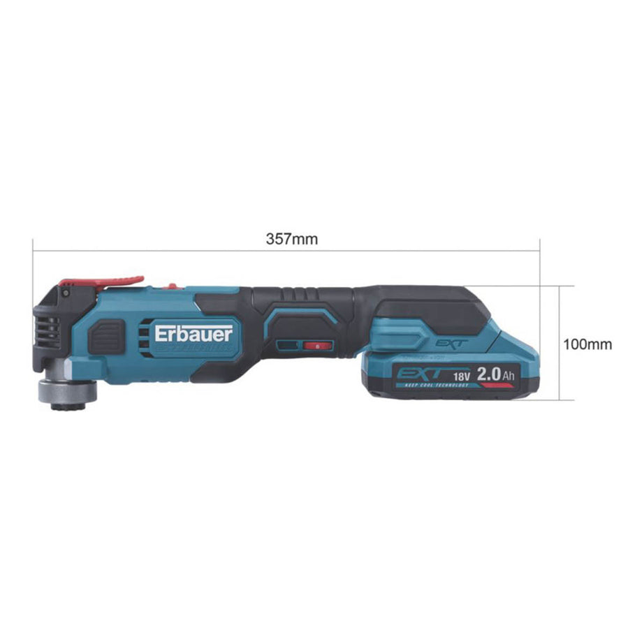 Erbauer Multi-Tool Cordless ERI1080MLT Brushless 18V 1 x 2.0Ah Li-Ion EXT - Image 4