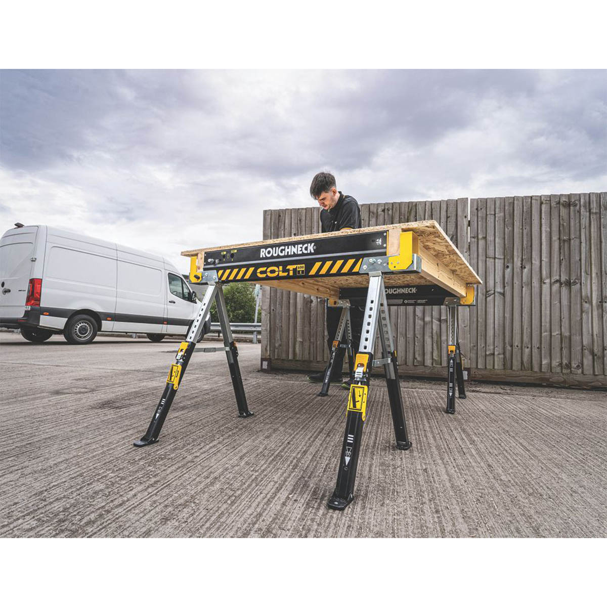 Roughneck Work Bench Sawhorse Colt 600E Heavy Duty Height-Adjustable 895mm - Image 3