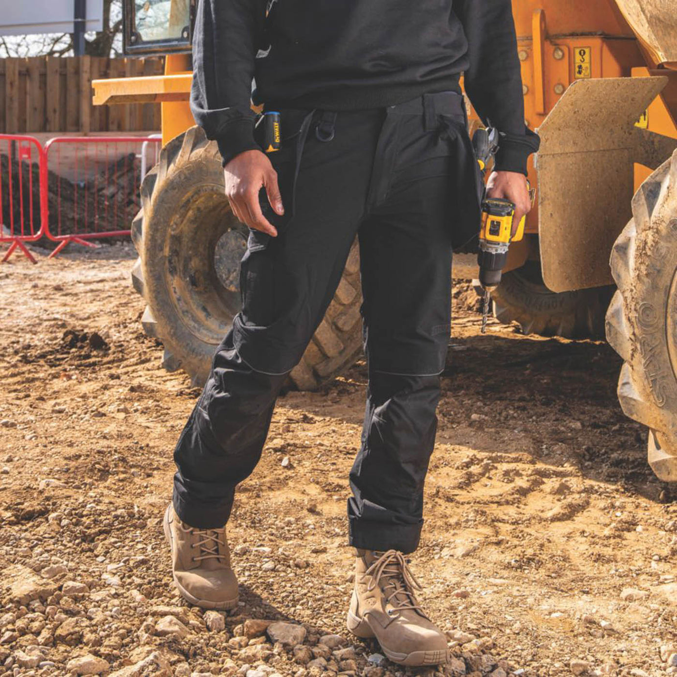 DeWalt Work Trousers Mens Slim Fit Black Breathable Multi Pockets Cargo 30W 31L - Image 6