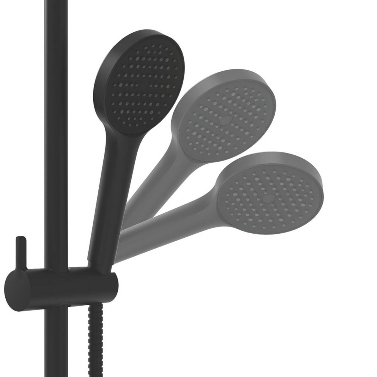 Swirl Multi Head Shower Thermostatic Matt Black Single Spray Pattern Round - Image 5