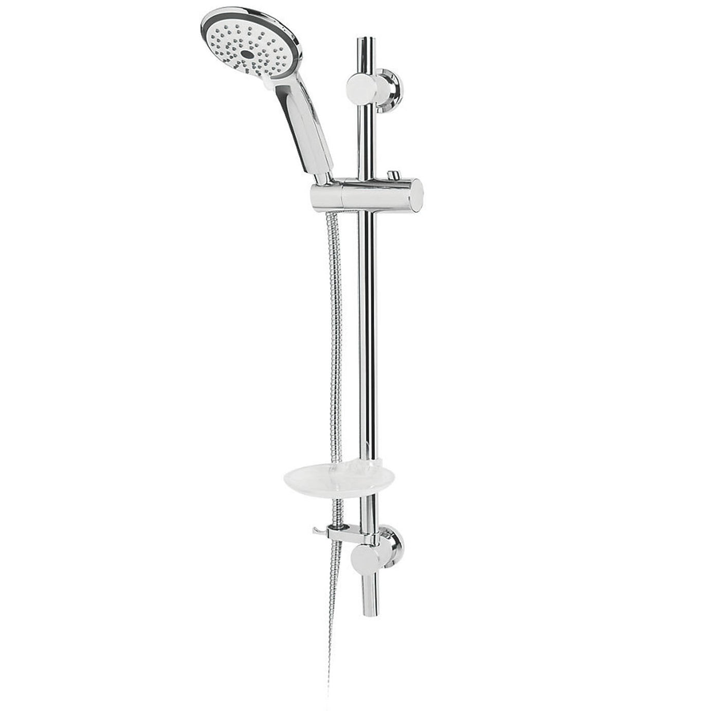 Mixer Shower Kit Chrome Round Head Bathroom Steel 3 Spay Settings Contemporary - Image 1