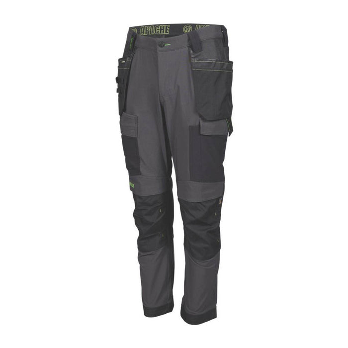 Apache Work Trousers Mens Slim Fit Grey Black Breathable Multi Pockets 34"W 29"L - Image 3