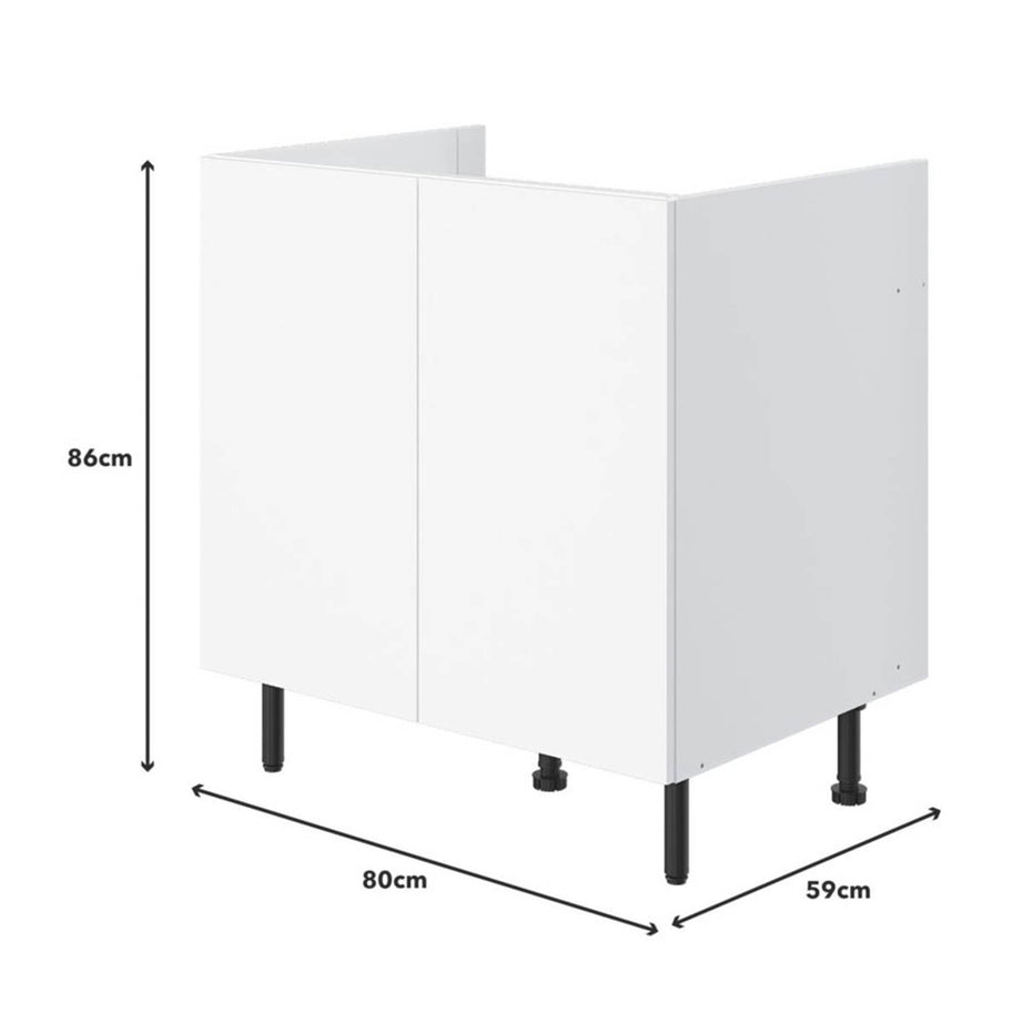 Kitchen Base Unit Cabinet Matt White 2 Doors Storage Cupboard 80x59x86cm - Image 3