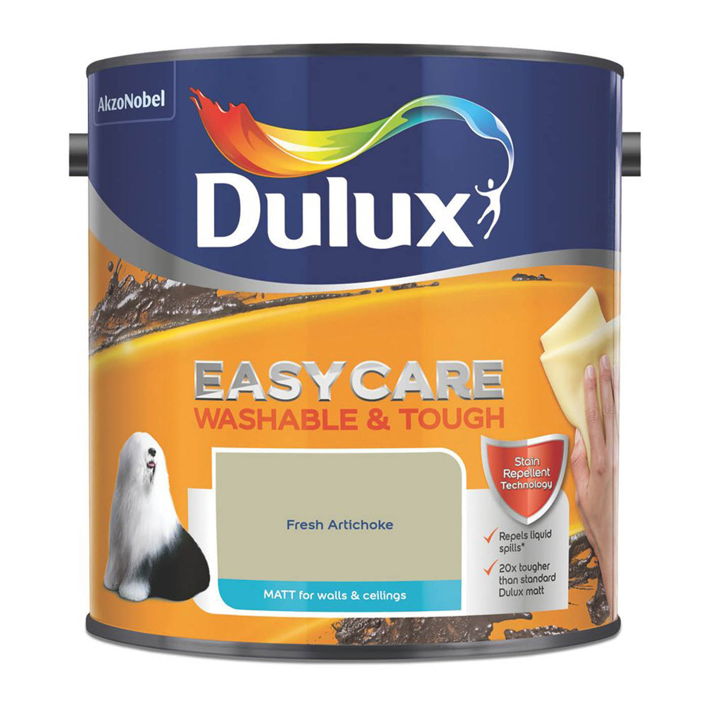 Dulux Emulsion Paint Fresh Artichoke Matt Washable Wall Ceiling Tough 2.5L - Image 2