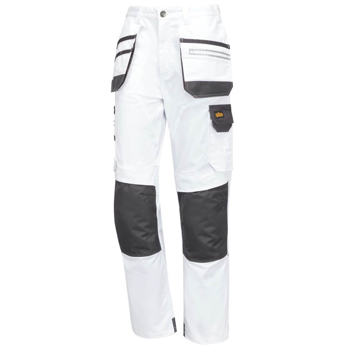 Site Work Trousers Mens Regular Fit White Grey Stretch Multi Pockets 40"W 32"L - Image 1
