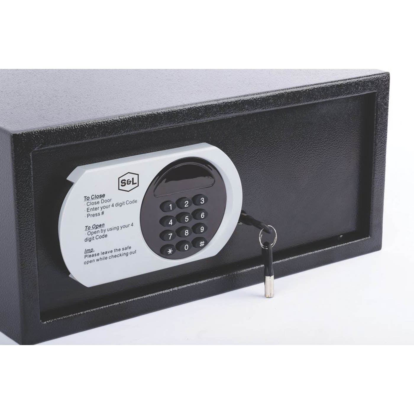 Smith & Locke Combination Hotel Safe Electronic Key Override Black Metal 26.5Ltr - Image 2
