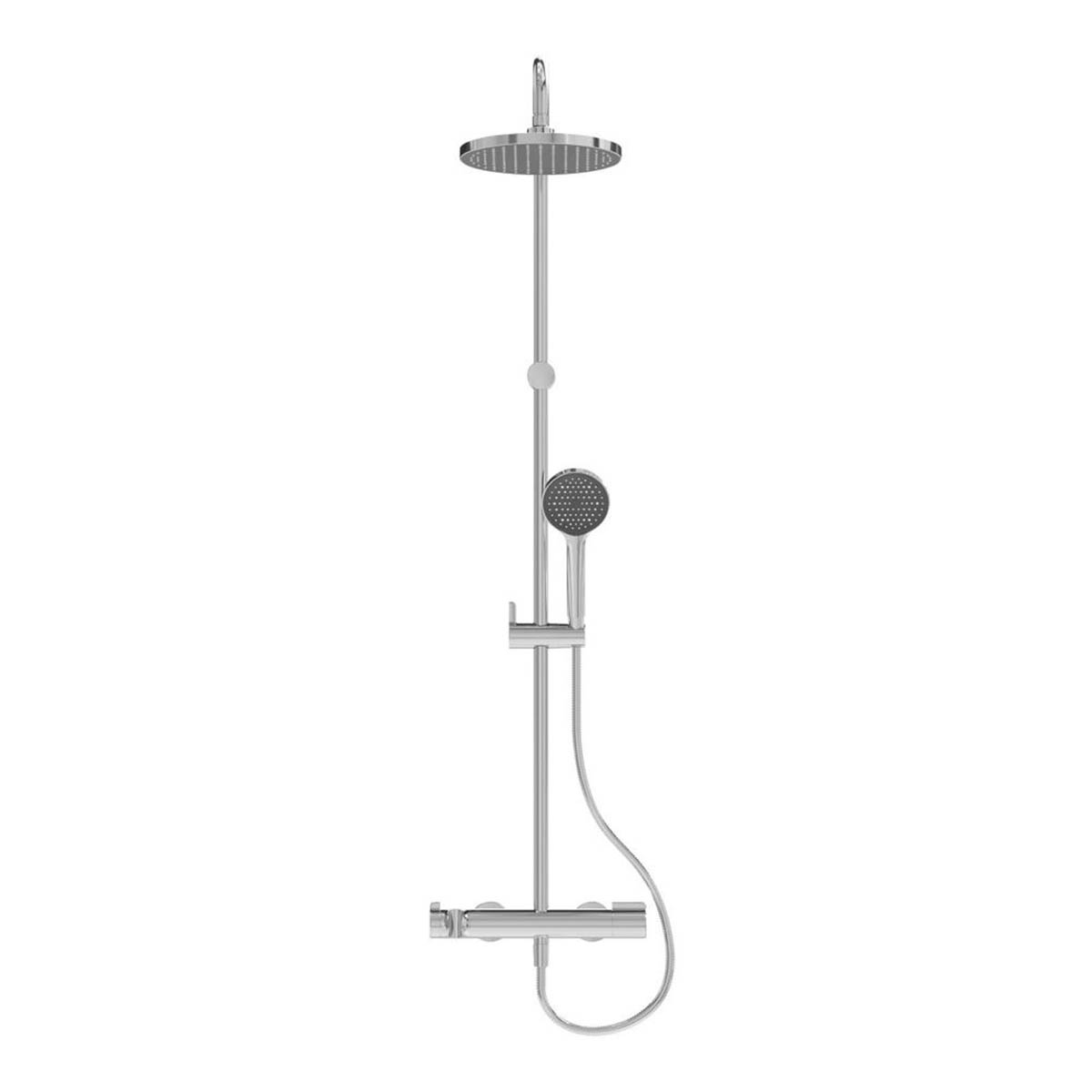 Swirl Mixer Shower Thermostatic Chrome Round Rainfall Dual Head Handset - Image 2