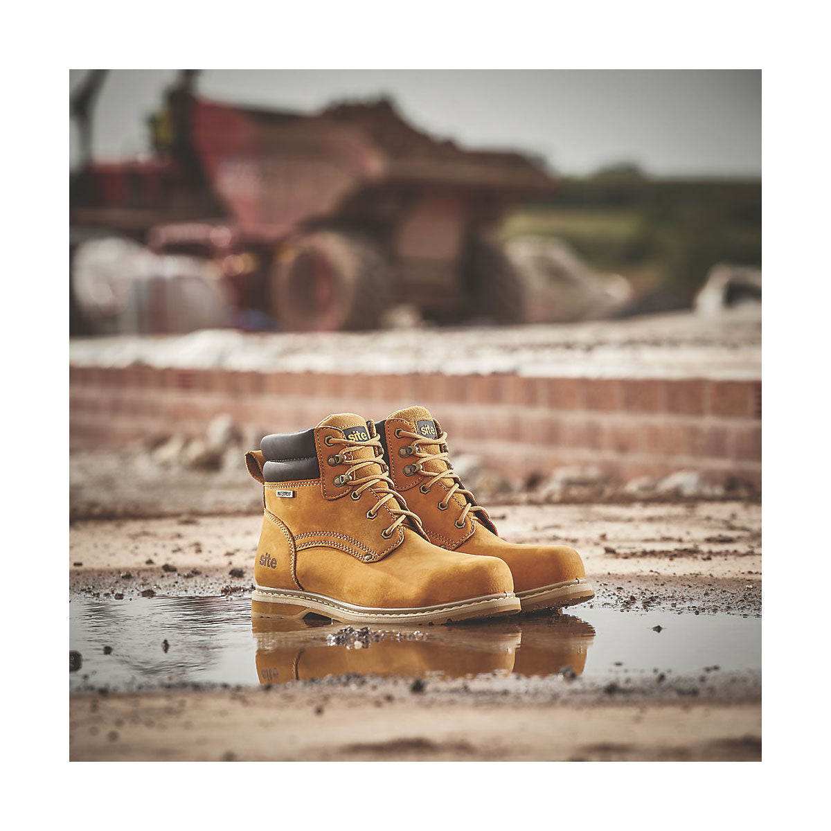 Site Safety Boots Mens Wide Fit Tan Leather Waterproof Shoes Steel Toe Size 11 - Image 3