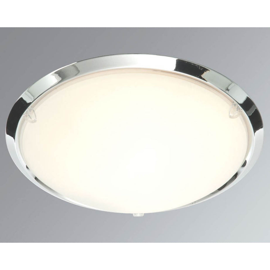 Bathroom Ceiling Light Chrome Steel Opal Glass Round Traditional (H)80 (W)260 mm - Image 1