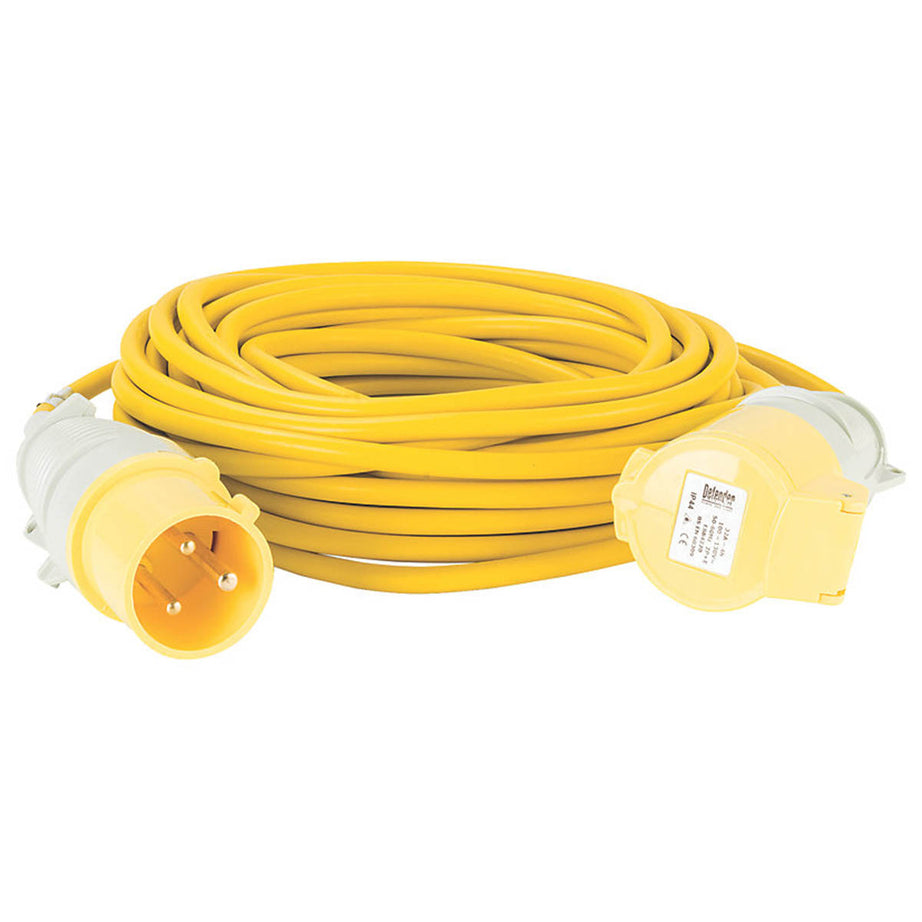 Defender Extension Lead 110V 32A Yellow Lightweight High Visibility 14m x 2.5mm² - Image 1