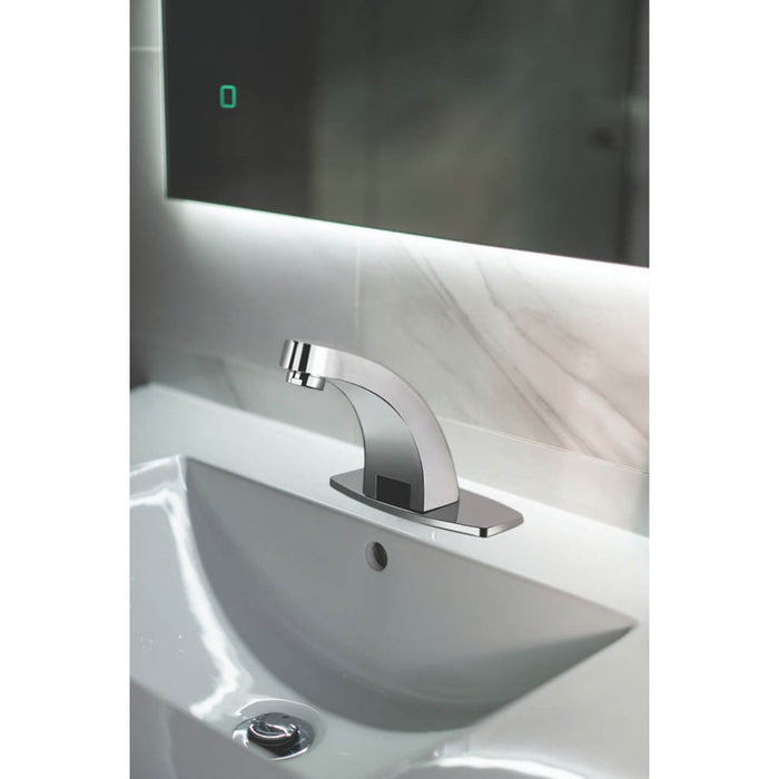 Basin Sensor Tap Touch-Free Fixed Temperature Polished Chrome Pillar Brass - Image 4