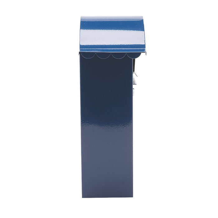 Post Box Letter Mail Classic Blue Steel Lockable 2 Keys Nameplate Wall Mounted - Image 3