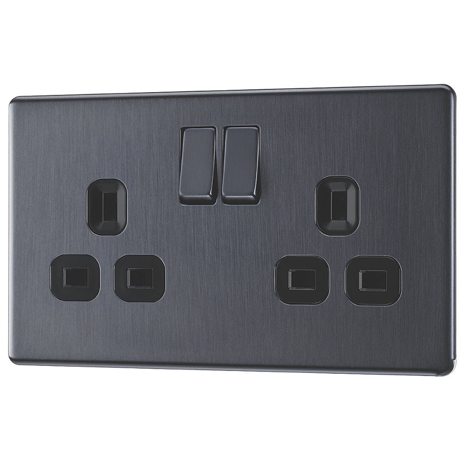 LAP Power Socket 2 Gang Double Pole Grey Screwless Faceplate 13A 240V Pack Of 5 - Image 4