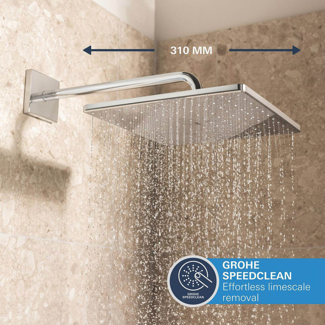 Grohe Thermostatic Shower System Concealed Chrome Single Spray Pattern Square - Image 5