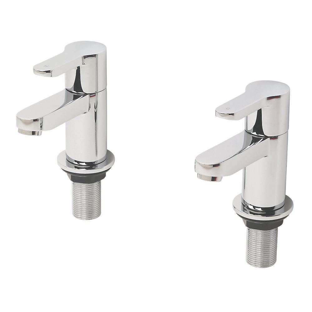 Bathroom Bath Pillar Taps Chrome Lever Deck-Mounted For High And Low Pressure - Image 1