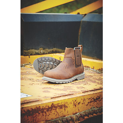 Site Safety Dealer Boots Mens Wide Fit Brown Leather Work Shoes Steel Toe Size 9 - Image 2