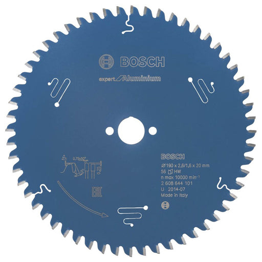 Bosch Circular Saw Blade Expert Aluminium Plastic Wood Extra Fine Cut 190x20mm - Image 1