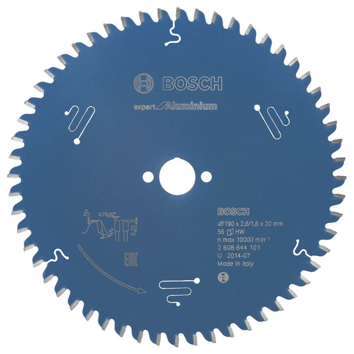 Bosch Circular Saw Blade Expert Aluminium Plastic Wood Extra Fine Cut 190x20mm - Image 1