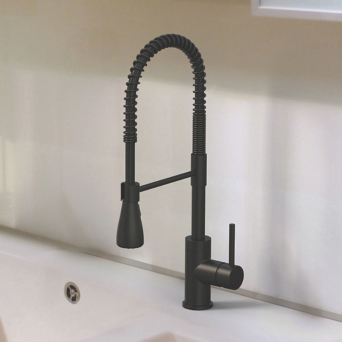 Swirl Pull Out Kitchen Sink Tap Mono Mixer Matt Black Single Lever Swivel Spout - Image 2