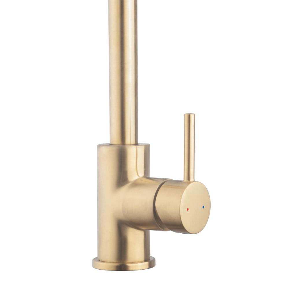 Swirl Kitchen Sink Tap Mono Mixer Brushed Brass Single Lever Modern Faucet - Image 3