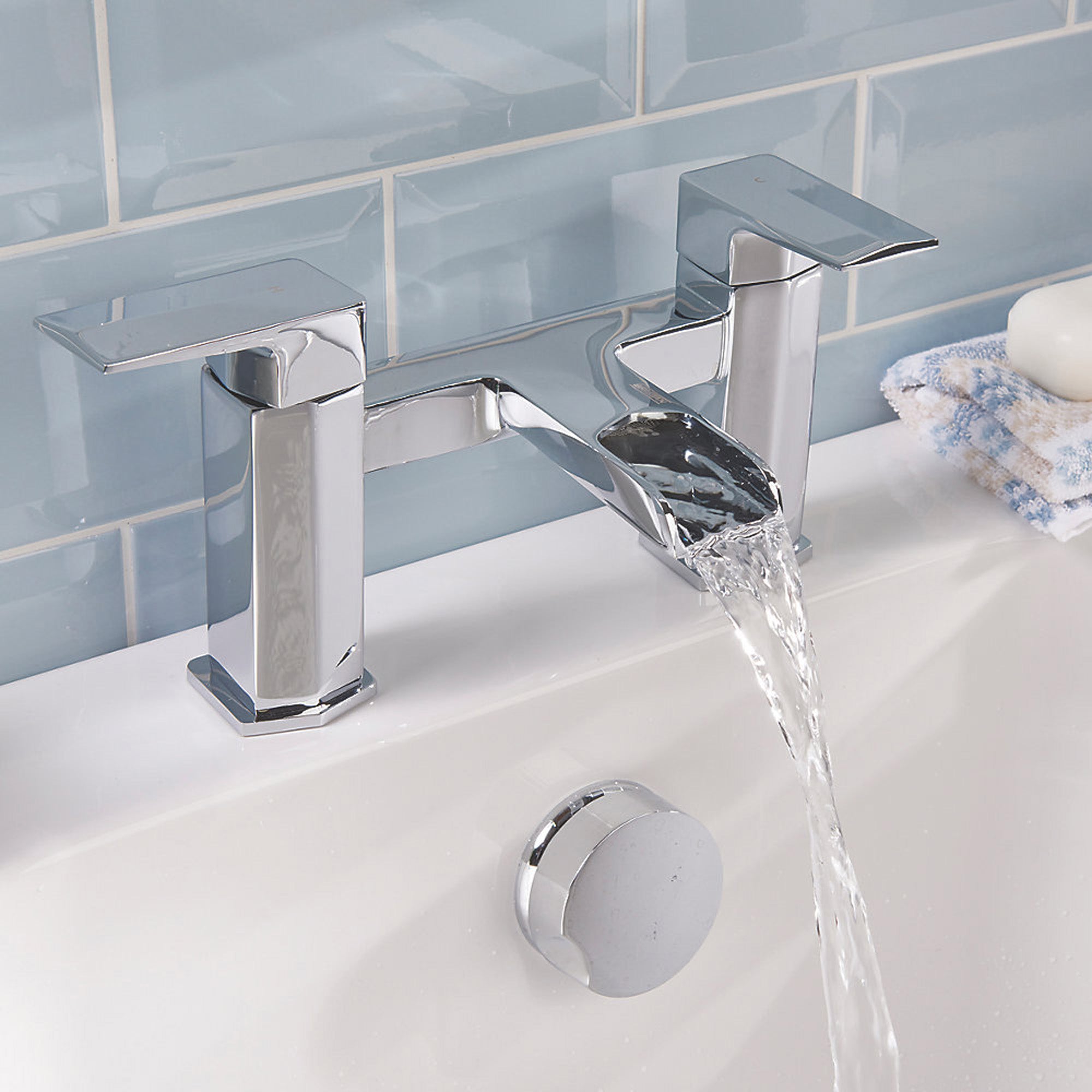 Bristan Bath Filler Tap Mixer Chrome Double Lever Brass Waterfall Faucet - Image 3