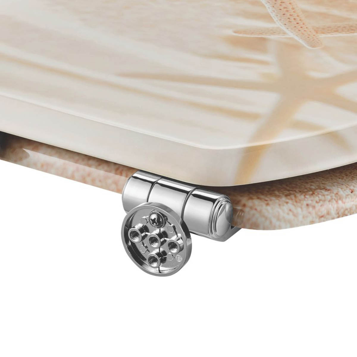 Bathroom Toilet Seat Soft-Close Moulded Wood Beach Print Round Adjustable - Image 4