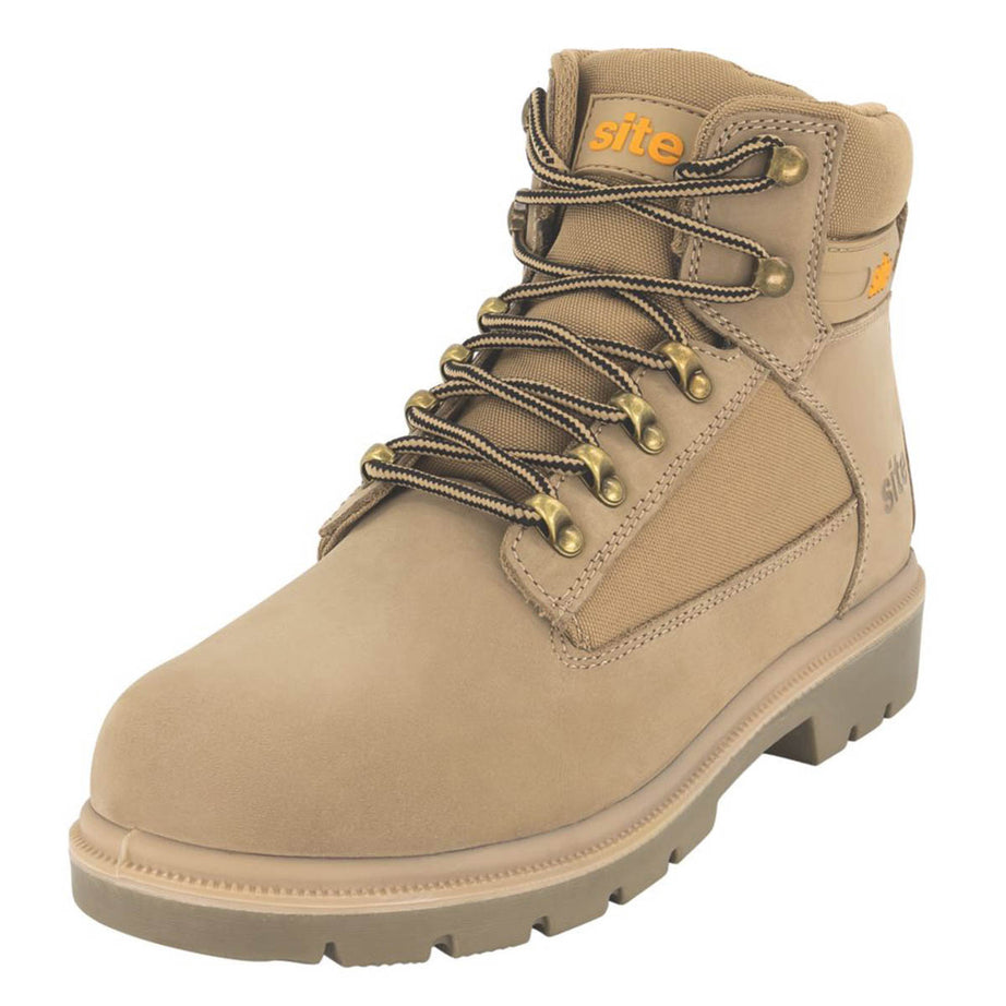 Site Safety Boots Mens Standard Fit Stone Leather Steel Toe Work Shoes Size 12 - Image 1