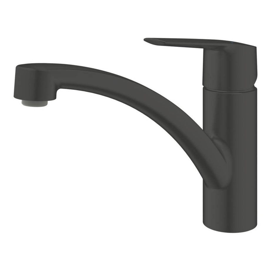 Kitchen Tap Mono Mixer Matt Black Single Lever Swivel Spout Contemporary Faucet - Image 1