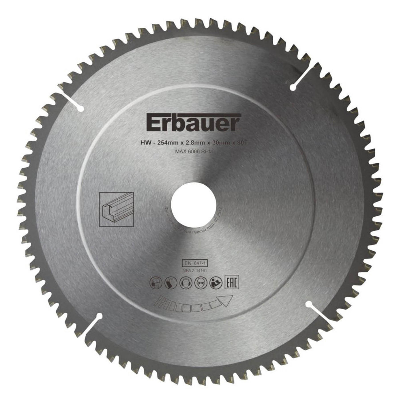 Erbauer TCT Saw Blade Fine Cut Aluminium Multi Material 254 x 30mm 80T - Image 1