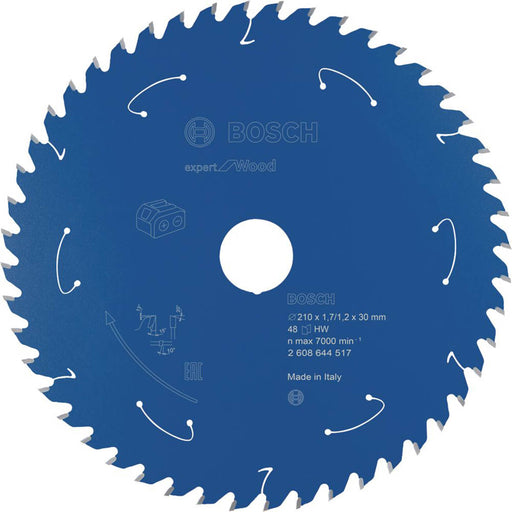 Bosch Expert Circular Saw Blade Wood Fine Cut Carbide Teeth 210 x 30mm 48T - Image 1