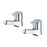 Basin Pillar Taps Pair Chrome Single Lever Contemporary Deck-Mounted Bathroom - Image 2