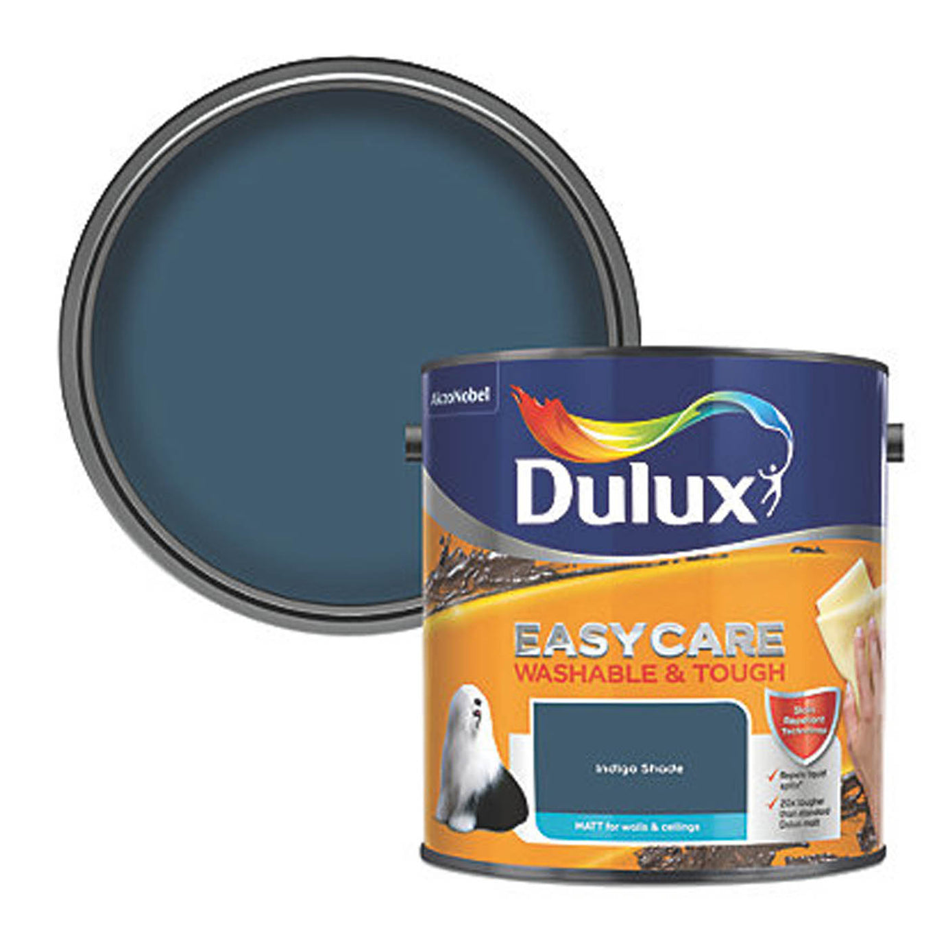 Dulux Easycare Washable & Tough 2.5Ltr Indigo Shade Matt Emulsion  Paint - Image 1