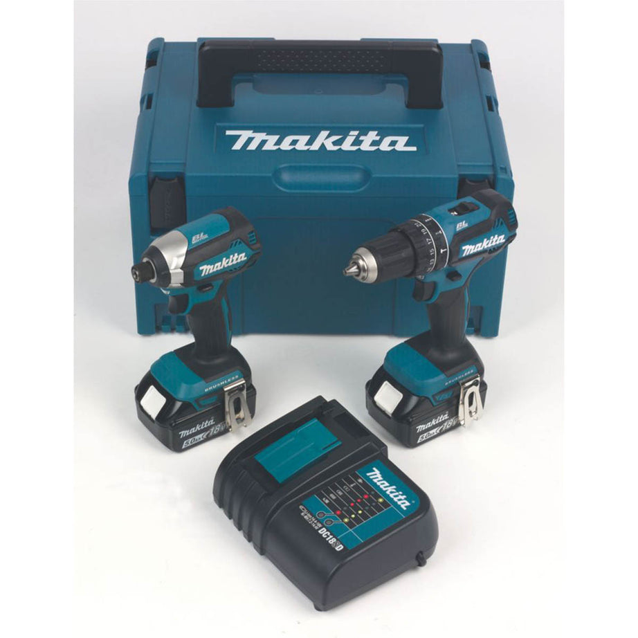 Makita Combi Drill and Impact Driver Twin Kit DLX2283STJ Cordless 2x5.0Ah Li-Ion - Image 1
