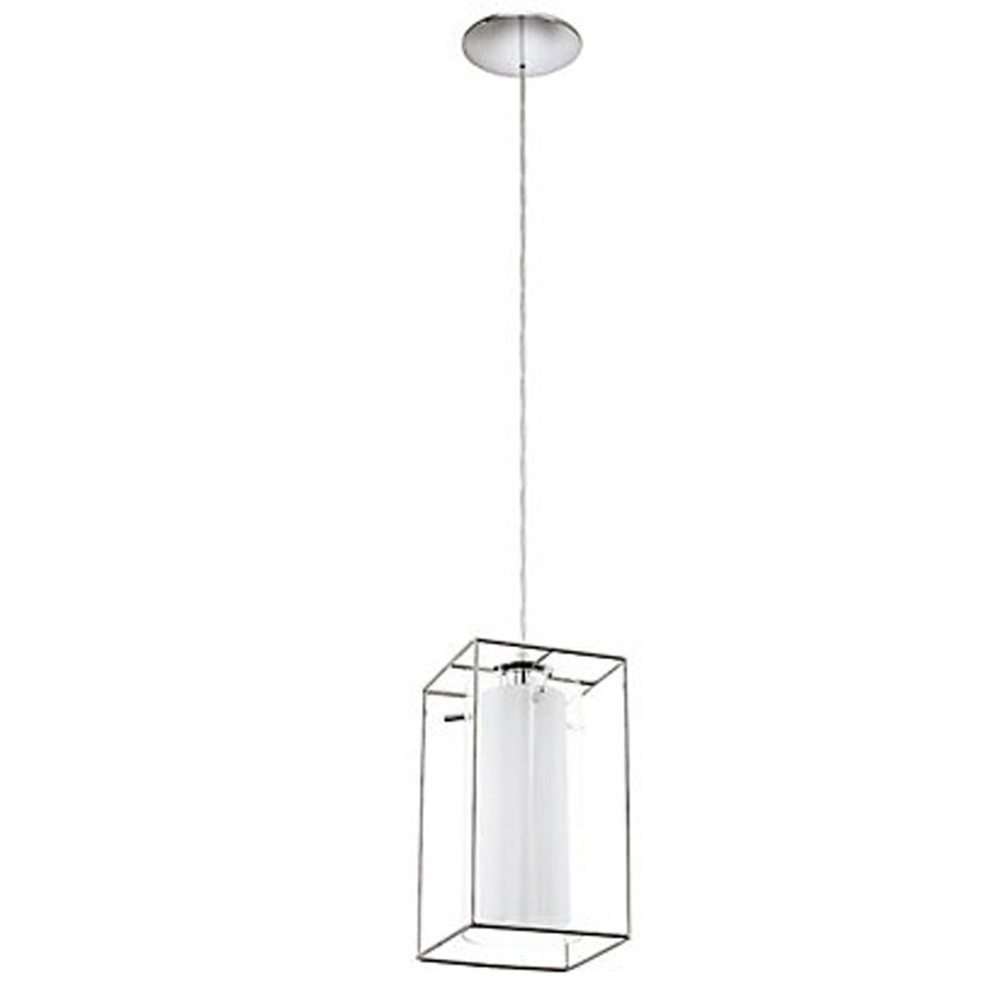 Pendant Ceiling Light Chrome Clear Glass Wire Frame Cage Modern Hanging - Image 1