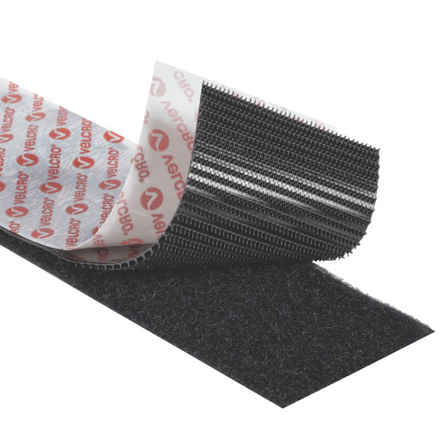 Velcro Brand Stick-On Tape Black Weatherproof Self Adhesive Heavy Duty 5m x 50mm - Image 1