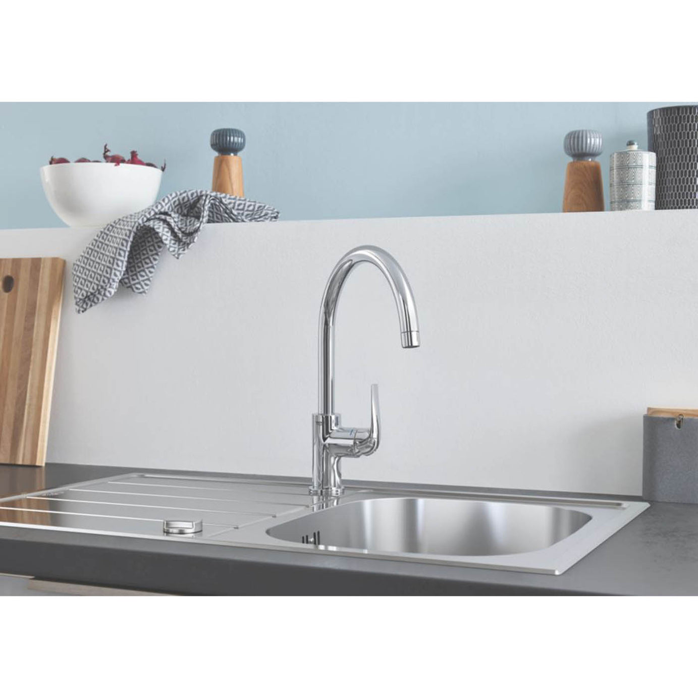 Grohe Kitchen Sink Inset K200 1 Bowl Stainless Steel Reversible 860 x 500mm - Image 5