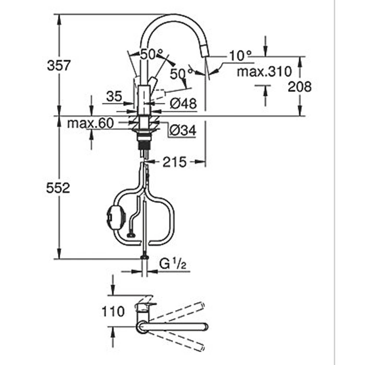 Grohe StartEdge 30553000 Single Lever Kitchen Sink Mixer Tap Chrome - Image 3