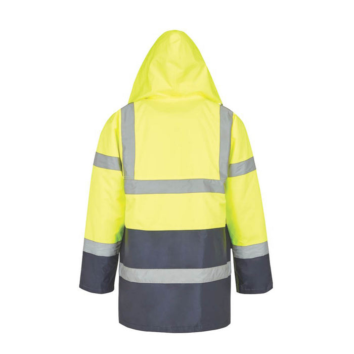 Site Hi-Vis Traffic Jacket Yellow Waterproof Zip Pockets Hood Medium 51" Chest - Image 3