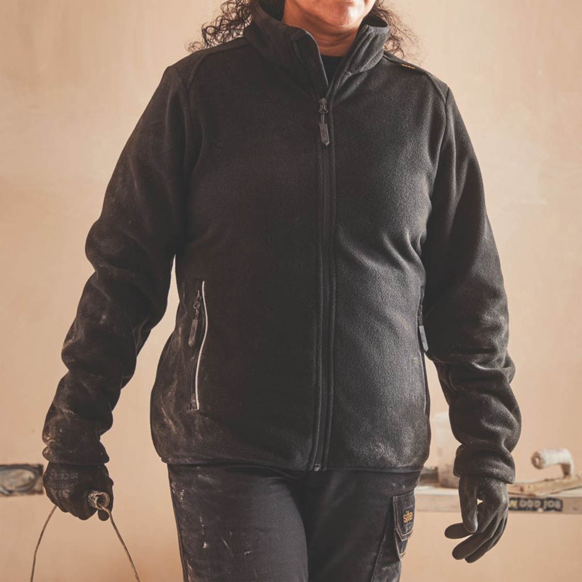 Site Work Fleece Jacket Womens Regular Fit Black Breathable Full Zip Size 18 - Image 3